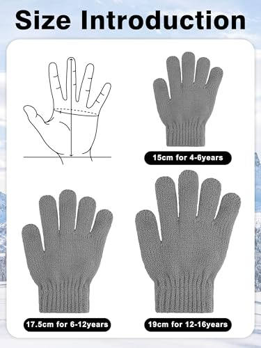 Image of Cooraby 3 Pairs Kid's Winter Gloves Thick Warm Knitted Gloves Children Cold Weather Gloves