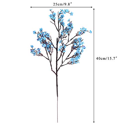 Nahuaa 4Pcs Blue Babys Breath Artificial Flowers Fake Silk Real Touch Floral Bouquet Home Office Farmhouse Wedding Centerpiece Arrangements Decor For Vase #TOP6