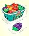 Coogam Pretend Play Food Kitchen Accessories for Kids, Fake Fruits Meats Vegetables Cutting Food with Shopping Storage Basket for Preschool Activities, Daycare Educational Toy for 3 4 5 Years old Kids