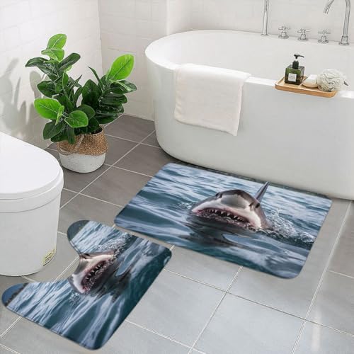 Tapis de bain antidérapant absorbant en microfibre douce bleu
