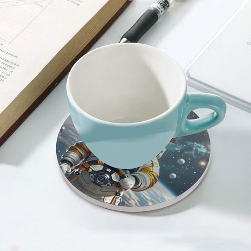 Dessous de verre chat astronaute isolant thermique avec liège antidérapant x4 - 6