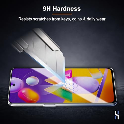 Image of Tempered Glass for Samsung Galaxy M31S | A51 | A52 | A52S (6.5 Inch) Military Grade 9H Screen Guard, Anti-Scratch, Shatterproof, Edge-to-Edge Full Coverage - Black Border