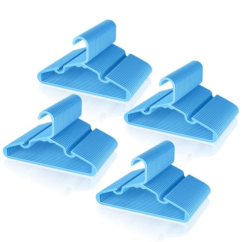 Image of VILICK Baby Hangers for Closet, 100 Pack Thin & Hard Plastic Kids Hangers Toddler Hanger for Infant Child Clothing, Childrens Hanger Ideal for Boys and Girls Closets, Pants, Coats, and More, Blue