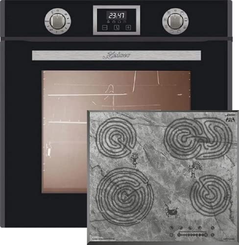 Kaiser Küchengeräte Elektro-Herd-Set EH 6326 SP + KCT 6715 F Ära, Elektro Einbau Backofen, Autark, 79L, 10 Funktionen + Glaskeramik Einbau Kochfeld 60cm, Höhlenmalereimotiv