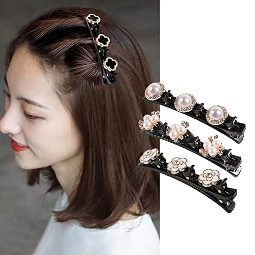Braided Hair Clips For Women,Sparkling Crystal Stone Braided Hair Clip,6Pcs Rsvelte Hair Clips,Tooth-Shaped Non-Slip Bangs Broken Hair Barrettes,Double Bangs Hair Clips Braided Hairstyle Hairpin For Styling And Sectioning Headdress For Women Girls #TOP5
