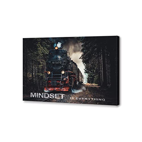 Kawahone Motivational Canvas Wall Art Smoke Steam Locomotive Train In Forest Wall Artwall Decor Car Pictures Train Home Decor Artwork, -18" Wx24 H #TOP14