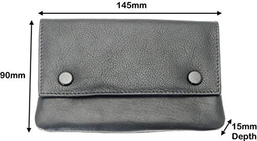 Premium Soft Black Leather Cigarette Rolling Tobacco Pouch Case Organiser3