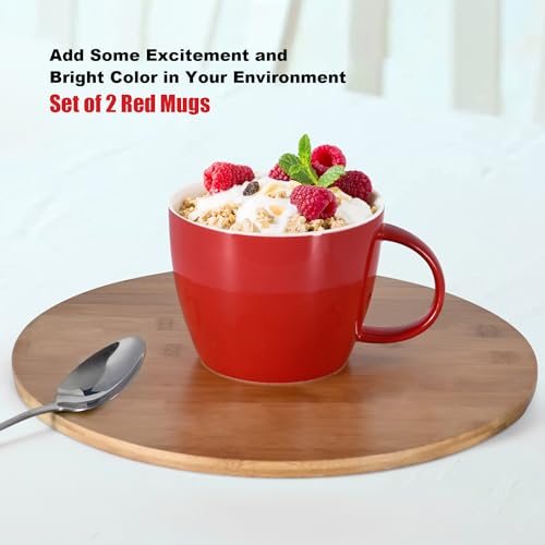 Juego de 2 tazas grandes de cerámica roja 30 oz miniatura 4