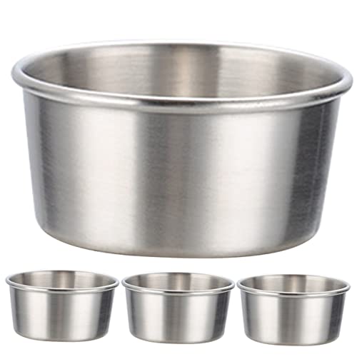 Garneck 4pcs Sauce Plate Dip Cups Condiment Cups Jelly Containers Sauce Containers Household Condiment Cup Soy Sauce Dipping Bowls Kitchen Sauce Cup Condiment Supply Silver Stainless Steel