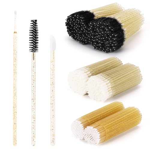 Cepillos de pestañas desechables y aplicadores amarillos para maquillaje, pack de 600 piezas