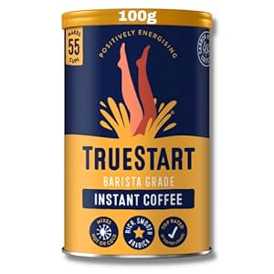 TrueStart Barista Grade Instant Coffee – 100g (55 Cups), Premium Freeze Dried, Smooth Rich Roast, 100% Colombian Arabica