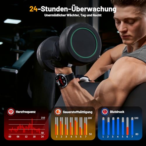 Image of Smart Watch for Men, 1.52 inch HD Fitness Tracker with Blood Pressure SpO2 Heart Rate Sleep Monitor, 110 Sports Modes, 1000mAh Battery Watches for Men Compatible with Android iPhone