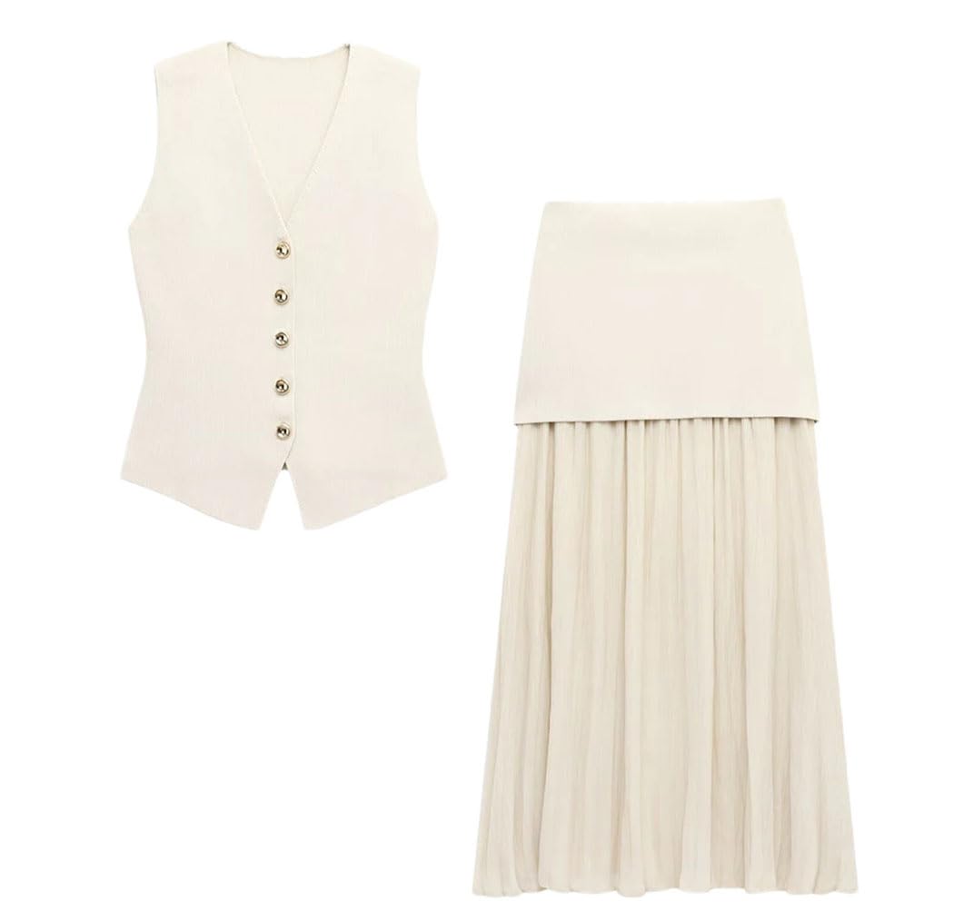 Ensemble débardeur tricoté de haute qualité avec boucle métal - 8