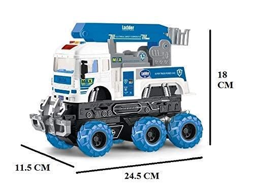 KRIREEN Heavy Deformation Truck Construction Friction Power Push and Go with 6 Wheel Toy for Kids with Sound and Lights, Best Gift for Birthday (Multicolour), (Pack of 1) (Electric Safety Truck) 3