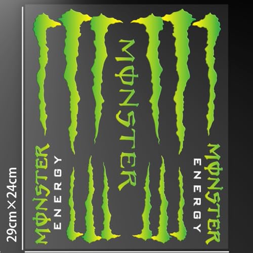 Autocollant Moto Réfléchissants, Moto Stickers en Vinyle Monster Energy pour Moto Accessoires d'Extérieur- Autocollant Imperméables Moto pour Moto (FG-LK)