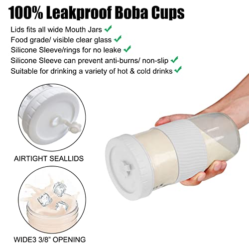 Sosayet Bubble Tea Becher Set mit Strohhalmen, 2 Stück