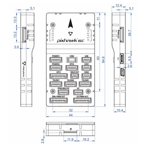 Image of Holybro Pixhawk 6C Flight Control for Four-axis Multi-axis Fixed Wing FPV Drone PX4 PIX4 Pixhawk4 Upgrade (Plastic Case 6C +PM07)