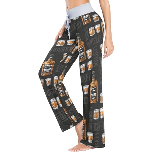 Fisyme Pajama Pants for Women Pjs Bottoms Drawstring Wide Leg Sweat Pants3