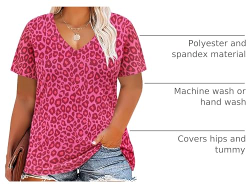 Image of RITERA Women Plus Size Tops Tie Dye V Neck Shirt Floral Camo Summer Short Sleeve Tunic Oversized Ladies Blouse XL-5XL