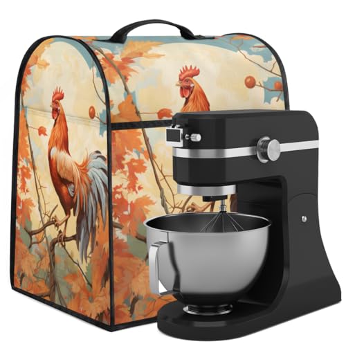 Coffee Maker Cover Autumn Rooster Kitchen Appliance Covers Small Appliance Covers Blender Cover Juicer Cover Dust Covers for Kitchen Appliances with Top Handle and Pockets,Washable,B966