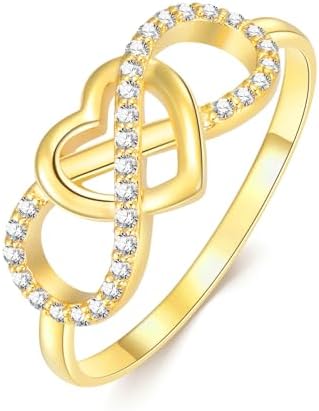 SISGEM Solid 14K Gold Infinity Heart Ring, 14 Carat Real Gold Heart Moissanite Promise Ring, Wedding Band Ring, Engagement Ring, Jewelry Gift for Wife, Valentine's Day, Anniversary, Birthday