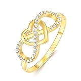 SISGEM Solid 14K Gold Infinity Heart Ring for Women,14kt Real Gold Moissanite Promise Ring Wedding Bands Ring Engagement Ring Jewelry Gifts For Mon Wife Valentine's Day Anniversary Birthday,Size 7