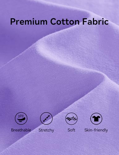 KEREDA 4 Pack Girls Short Sleeve Shirts Cotton T-Shirts Summer Basic Tees Tops Clothes for Kids Light Purple, Green, Bright Pink, White 11-12 Years