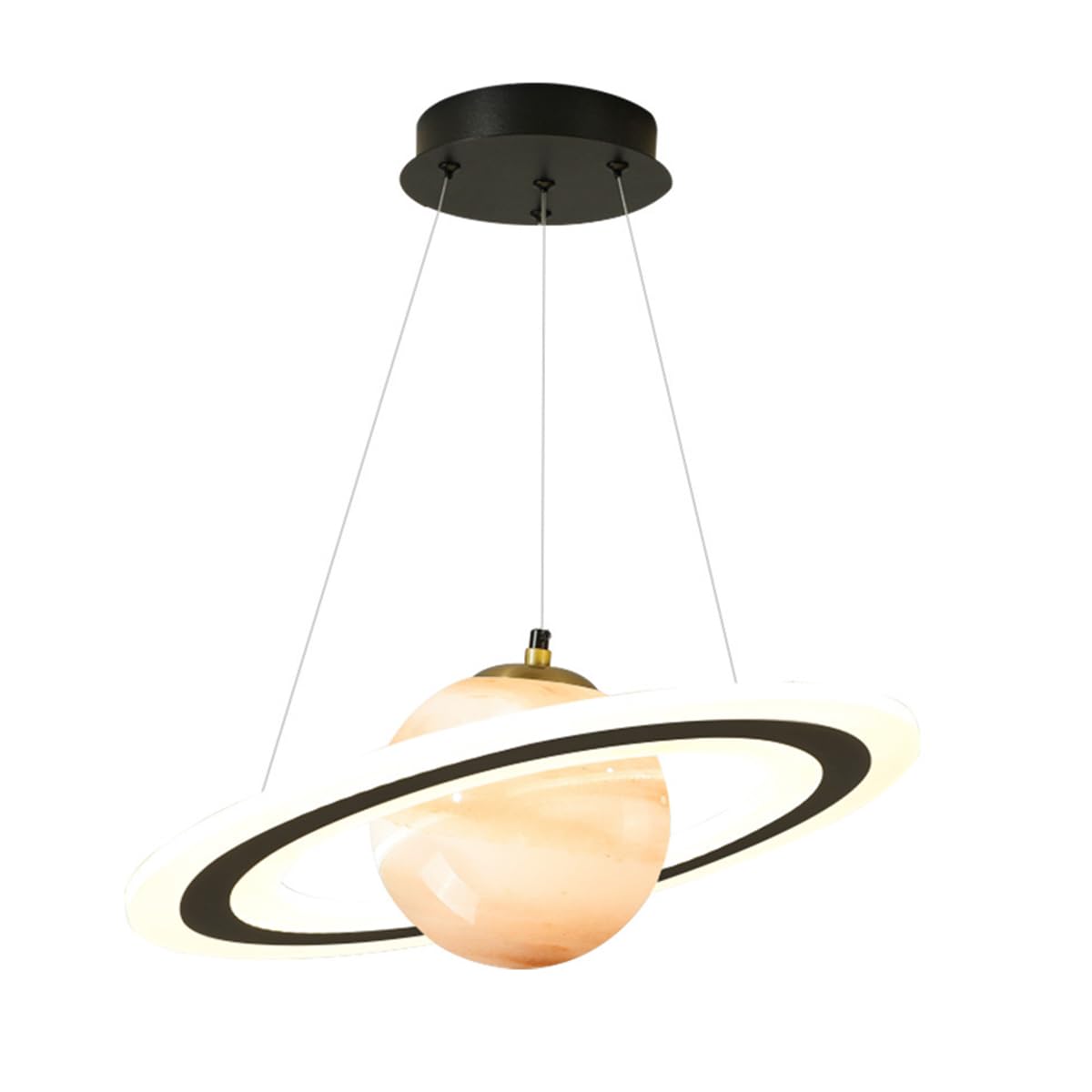 SXECAEPS Pendant Lamps 52W LED Chandelier Creative Adjustable Round Fixture Modern Blue Glass Nursery Ceiling Hanging Lamp Study Room