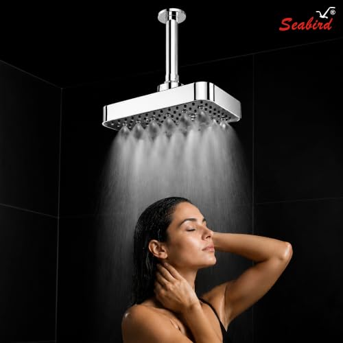 Image of SEABIRD ABS AutoSwitch Shower Head 6x9 Inch | 3 Mode High Pressure Shower | Rain, Dancing & Mist | Multi-Function | Water On /Off Function Changes Modes Only When High Water Pressure Is Available