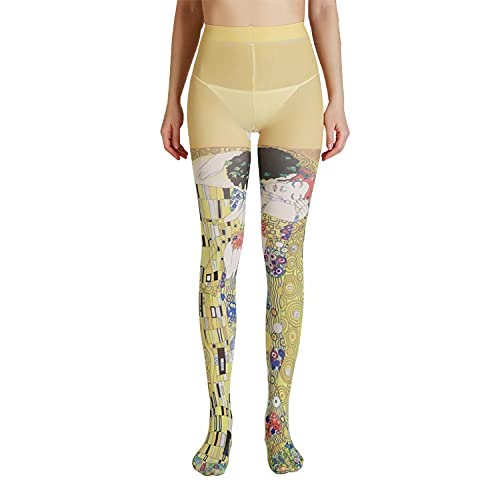 Image of Sahabowi Women Tights, Sheer High Waist Pantyhose, Vintage Control Top Stockings, Siwa opaque print1
