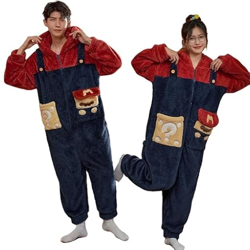 Pijamas De Una Pieza De Dibujos Animados,Pijamas De Invierno De Terciopelo Coral,Disfraces De Halloween Cosplay,Conjuntos De Pijamas Navideños para Mujeres Y Hombres (Men´s,XXL) | Ya disponible en tu tienda friki favorita! En mundofriki.es!