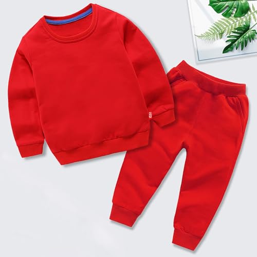 Kids Boys Girls Solid Color Sweatshirt Toddler Unisex Cotton Long Sleeve Crew Neck Fall Thick Pullover Tops+Pants Sets3