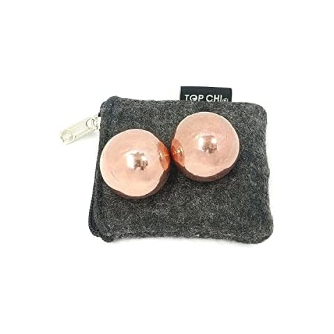 Top Chi Solid Copper Baoding Balls with Carry Pouch for Hand Therapy, Exercise, and Stress Relief (Pocket Sized 1 Inch) Cover