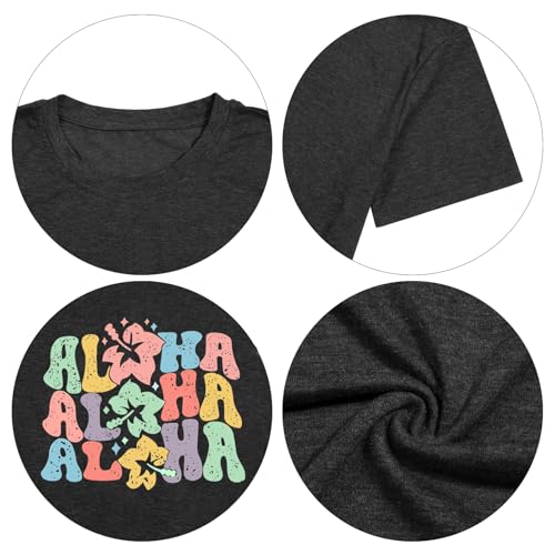 Image of Ohana Means Family Tshirt Women: Hawaii Tropical Graphic T-Shirt Summer Vacation Short Sleeve Tee Top