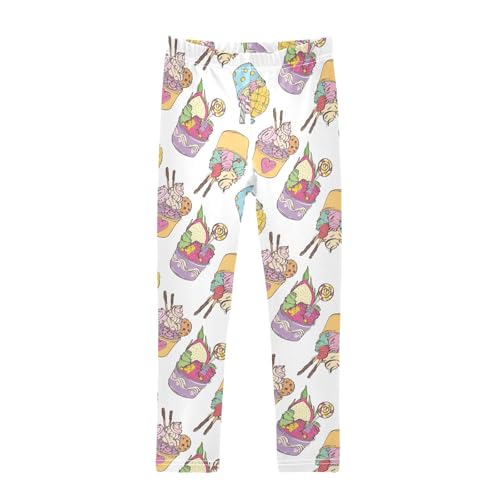 Fruity Thai Ice Cream Girls Leggings,Workout Leggings for Girls Toddler Athletic Leggings Size for 3-10T