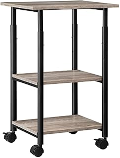 HOOBRO Mobile Printer Stand, 3-Tier Printer Cart with Storage Shelf, Height Adjustable Machine Cart on Wheels, Projector Cart, Industrial Style in Office, Home Office EBG03PS01