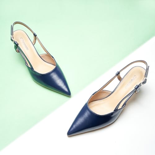 Image of C.Paravano Slingback Flats | Pointed Toe Flats | Slingback Sandals | Women's Slingback Dress Shoes | Adjustable Buckle Sandals
