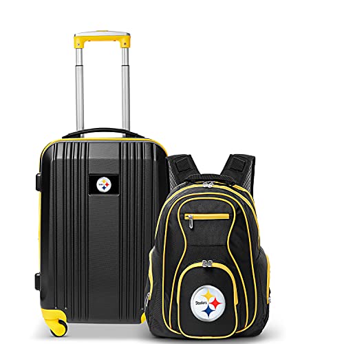 Denco Pittsburgh Steelers 2-Piece Luggage Set, Includes 21-inch Two-Tone Hardcase Spinner and 19