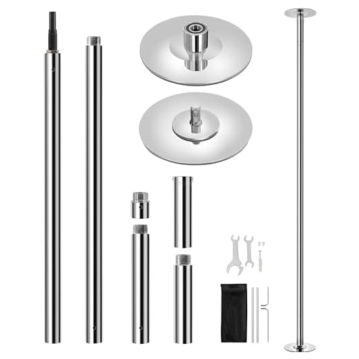 Yaheetech Dance Pole Portable Dancing Pole Height Adjustable 88.6''-108.1'' Static Spinning Pole for Apartment Silver
