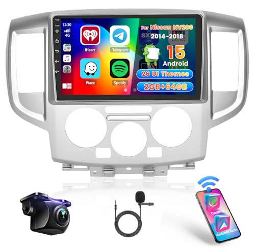 Hikity 2+64G Android Autoradio pour Nissan NV200 2014-2018 sans Fil Carplay Android Auto, 9 Pouces Écran Tactile Radio avec Lien Miroir FM/RDS EQ WiFi...