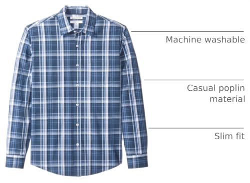 Image of Amazon Essentials Men's Regular-Fit Long-Sleeve Casual Poplin Shirt, Button Front, Business Casual, Collared