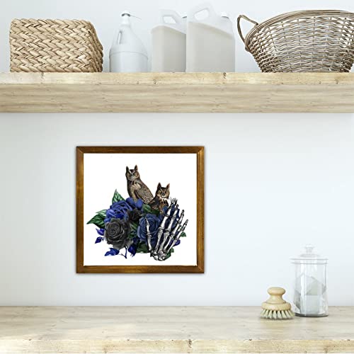 Panneau en bois fleur bleue déco rustique de 30,5 cm - 5