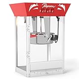 lunhung Popcorn Maker Machine, Popcorn Popper with 12 OZ Kettle Makes Up to 48 Cups, 850W Countertop Popcorn Maker w/Heated Warming Deck & Old Maids Drawer, Theater Style Popper with 3 Control(Red)