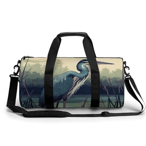 Sac de voyage en toile de qualité supérieure peint à la main motif héron élégant