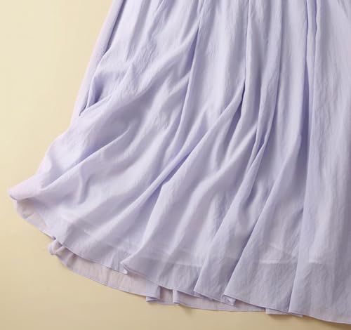 CHARTOU Women Summer Cotton Linen Midi Skirt Ruffle Swing A Line Skirt Layered Mid Long Boho Flowy Skirt Drawstring3