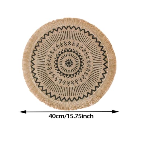 Boho Linen Round Christmas Placemats Set of 4 with Tassel for Xmax Gifts - image 2