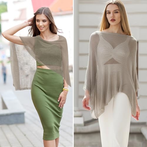 Image of Women Sheer Poncho Shrug Summer Sheer Blouse Top Lightweight Poncho Bolero for Evening Dress