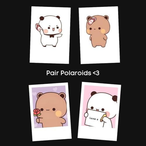 Image of Bubu Dudu Poster Teddy | Milk Mocha, Peach Goma, Plush Panda Mini Poster Kit (Set of 15) | Cute Couple Bubu Dudu Teddy Peach Goma Size (8 x 6 cm) Posters for Phone Accessories, Room Decoration (C 009)