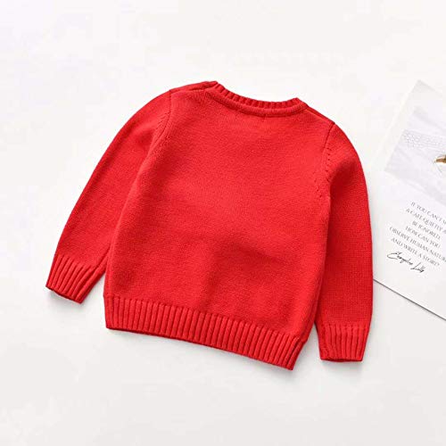 Toddler Baby Girl Boy Christmas Sweater Long Sleeve Warm Jacket Pullover Sweatshirt Coat Red Xmas Clothes (Cartoon Christmas Deer, 6-7 Years) #TOP5