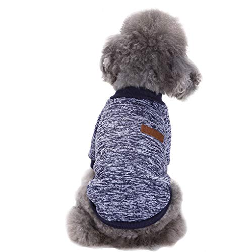 Jecikelon Pet Dog Clothes Dog Sweater Soft Thickening Warm Pup Dogs Shirt Winter Puppy Sweater for Dogs (Navy Blue, M)